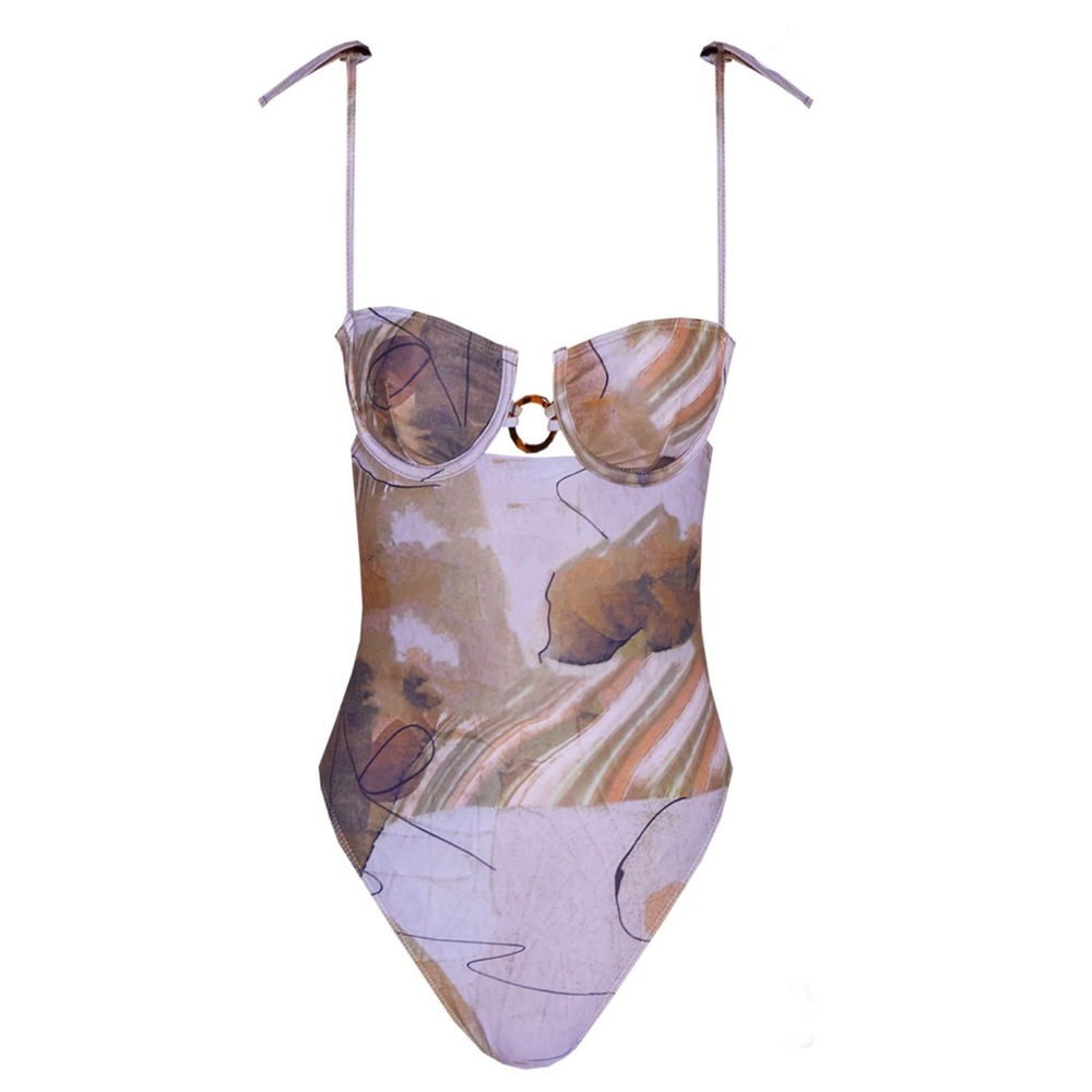 Brown Tortoise Ring Underwired Swimsuit - PLT